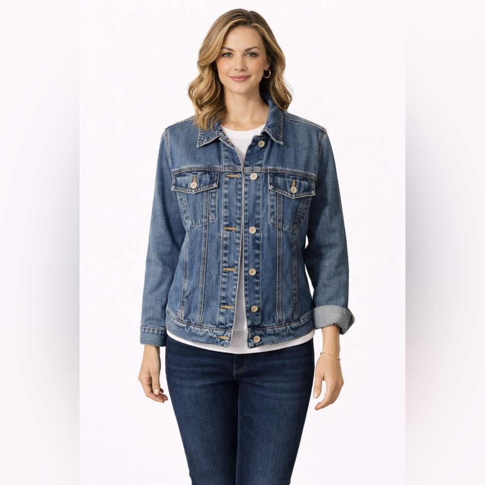 Eddie Bauer Womens Jacket Blue S Small Jean Cotton Denim Classic Washable